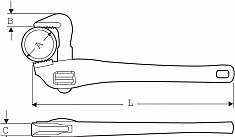 Размеры ключа трубного коленчатого алюминиевого Super-Ego Offset Heavy Duty 14"