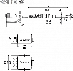 Размеры промышленного мини нагревателя воздуха Leister LE Mini Sensor
